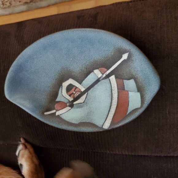LUBA MILE LINHART Ceramic Dish Haliburton Pottery INUIT ESKIMO SEAL HUNTER MCM - Picture 6 of 7